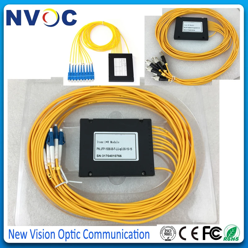2 шт./лот FTTH 1*8 Волоконно-Оптический Сплиттер PLC Коробка ABS с разъемом LC FC SC ST UPC SM 0 мм