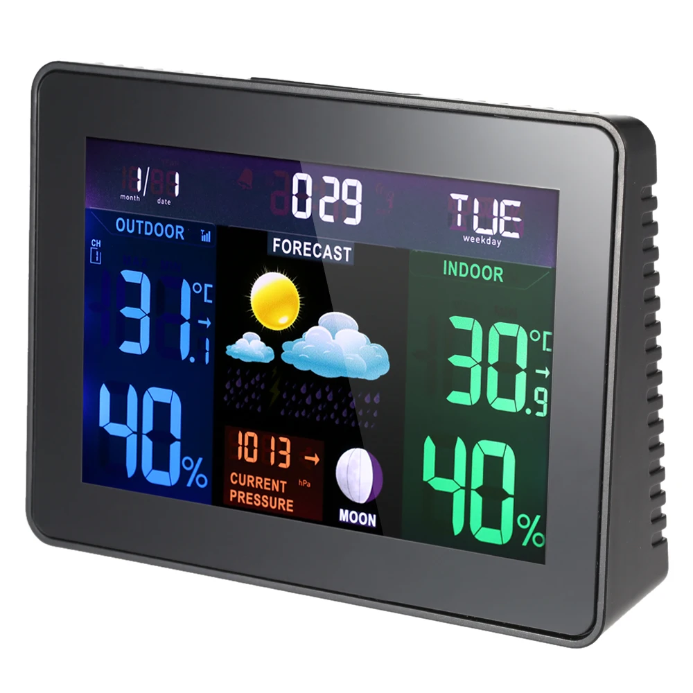 Многофункциональный al цифровой lcd беспроводной Метеостанция Часы функция повтора будильника Крытый Открытый термометр гигрометр