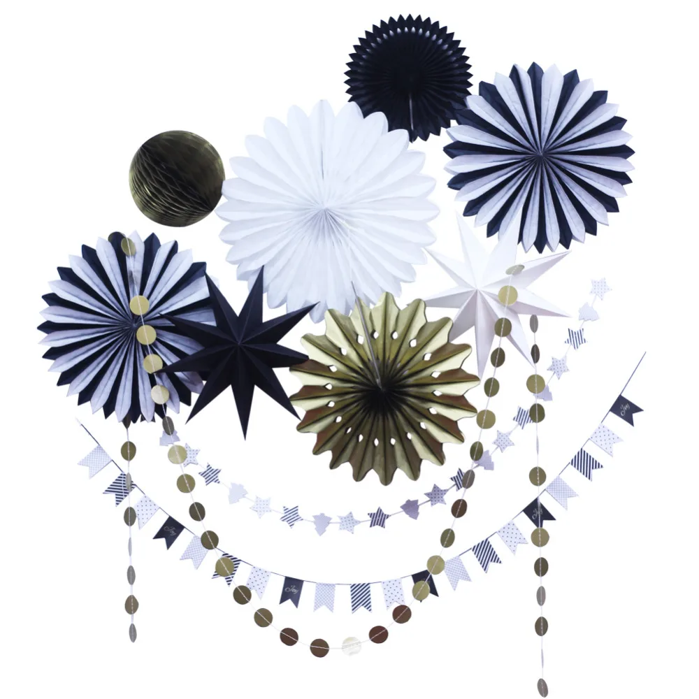 Набор бумажных украшений 10 шт. бумажная розетка (баннеры гребни звезды круглая