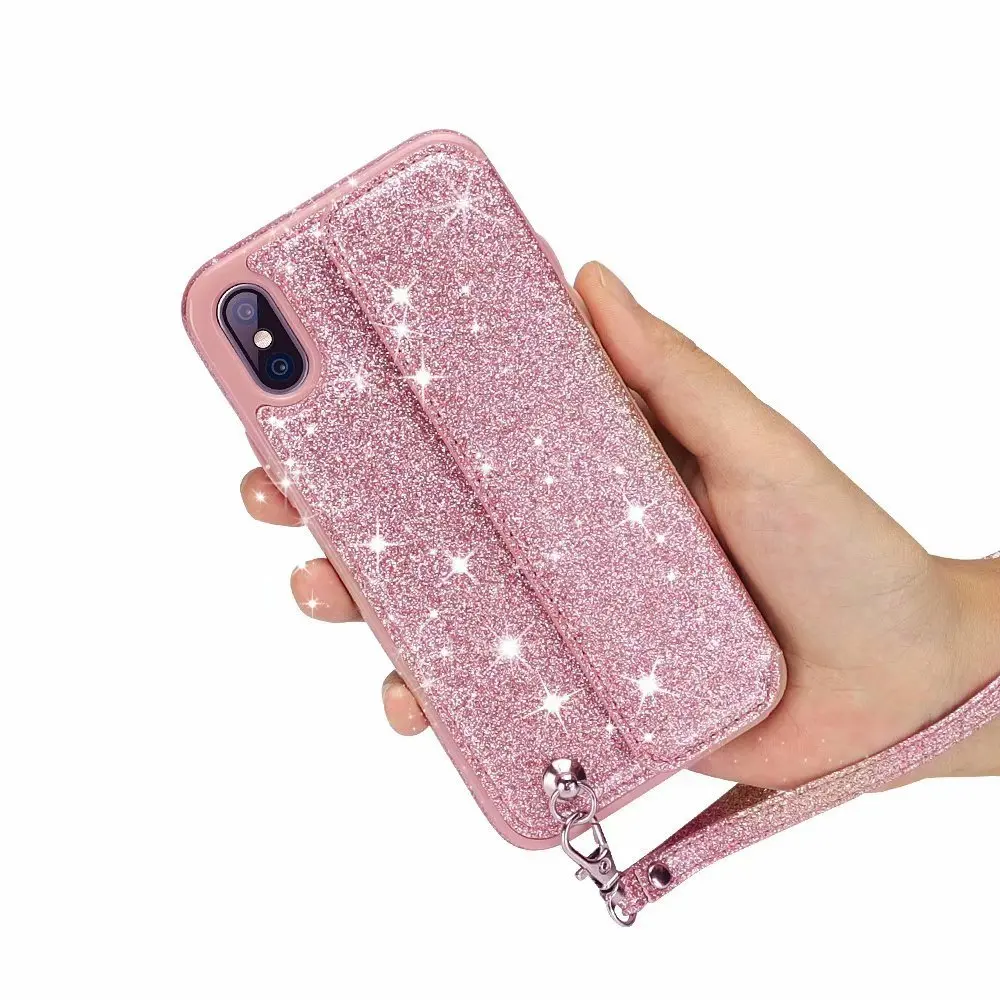 Чехол кошелек для iPhone Xs блестящий чехол мобильного телефона из искусственной