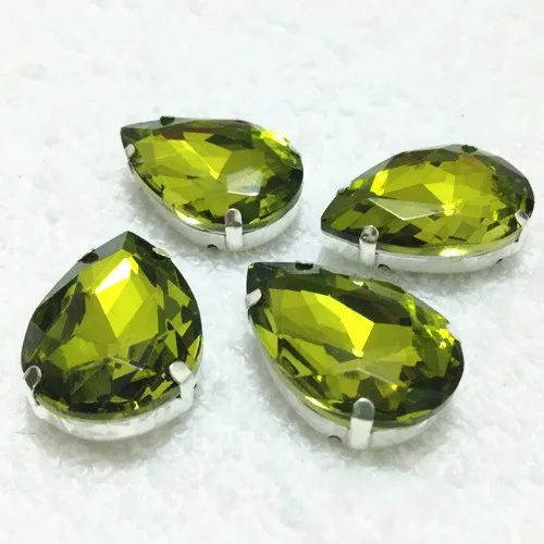 Olivine Color Sew On Rhinestones Pear Shape Fancy Stone With Claw Setting 10x14mm13x18mm 18x25mm 20x30mm For Jewelry Making | Дом и сад