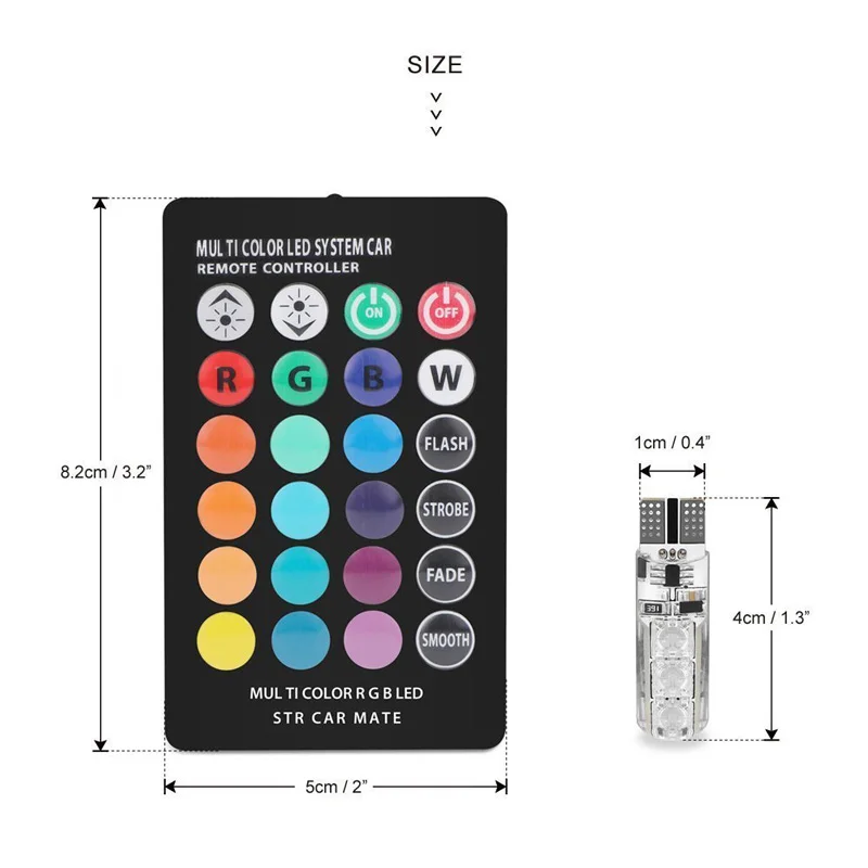 Автомобильные светодиодные лампы T10 W5W RGB для автомобильного бокового маркера