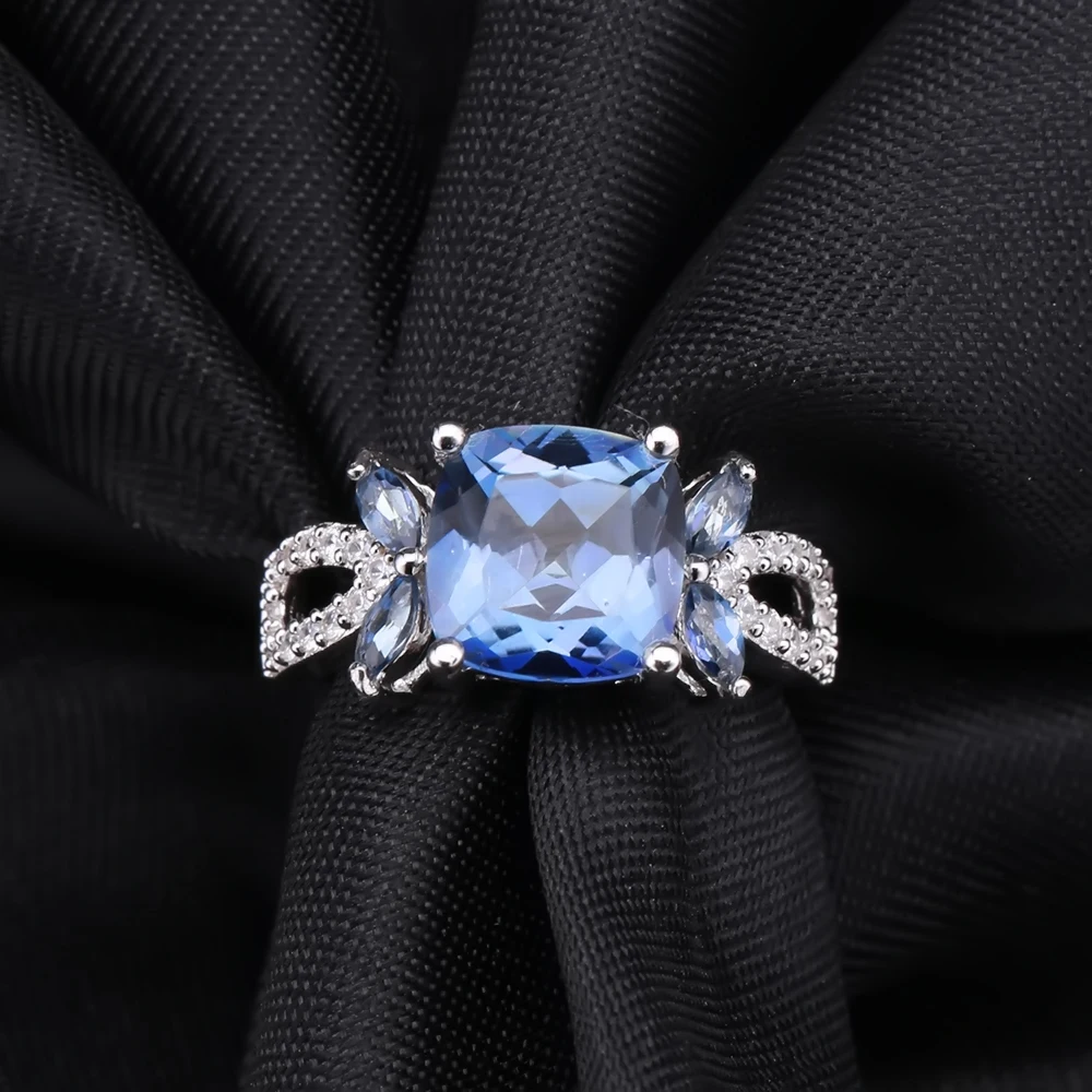 Женский комплект из колье и серёг GEM'S BALLET набор серебра 925 пробы с натуральным