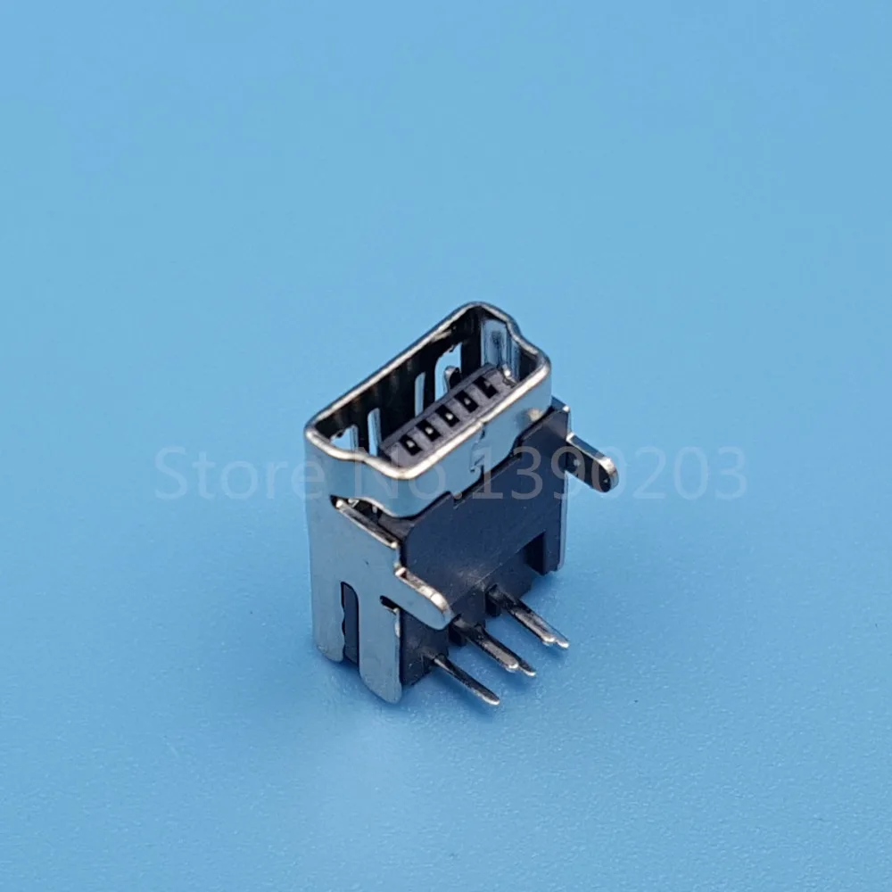 100 шт. мини USB Тип B 5Pin DIP правый угол 2 ножки гнездо PCB крепление припоя Разъем|connector