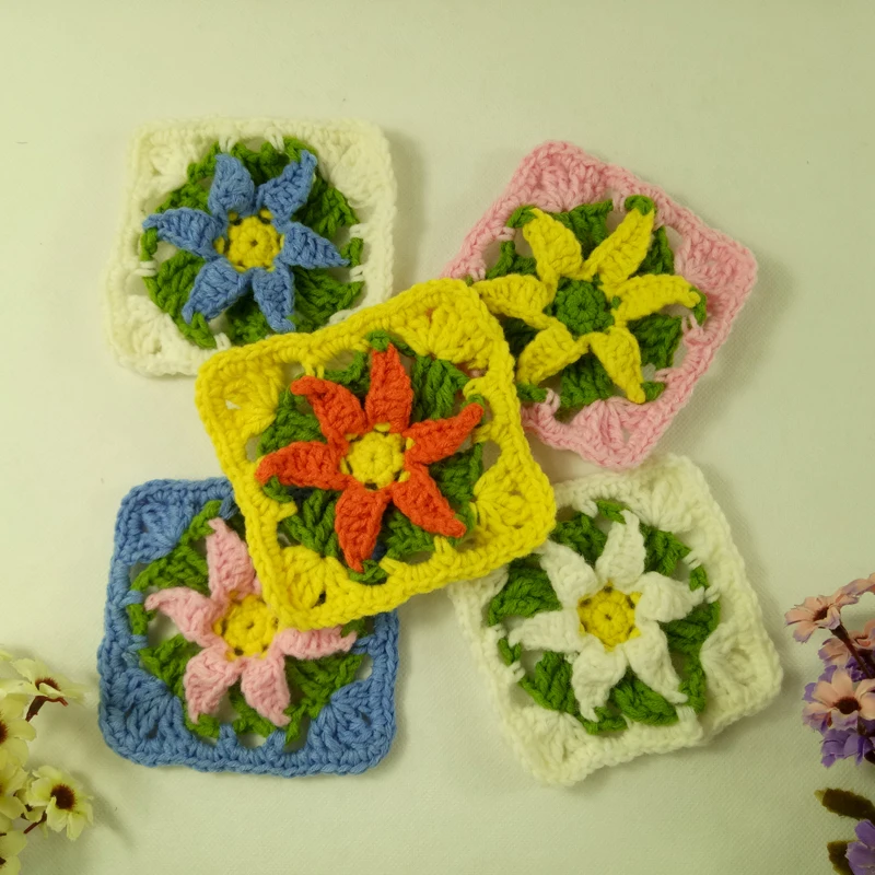 20 шт. квадратные вязаные крючком коврики 11 см |