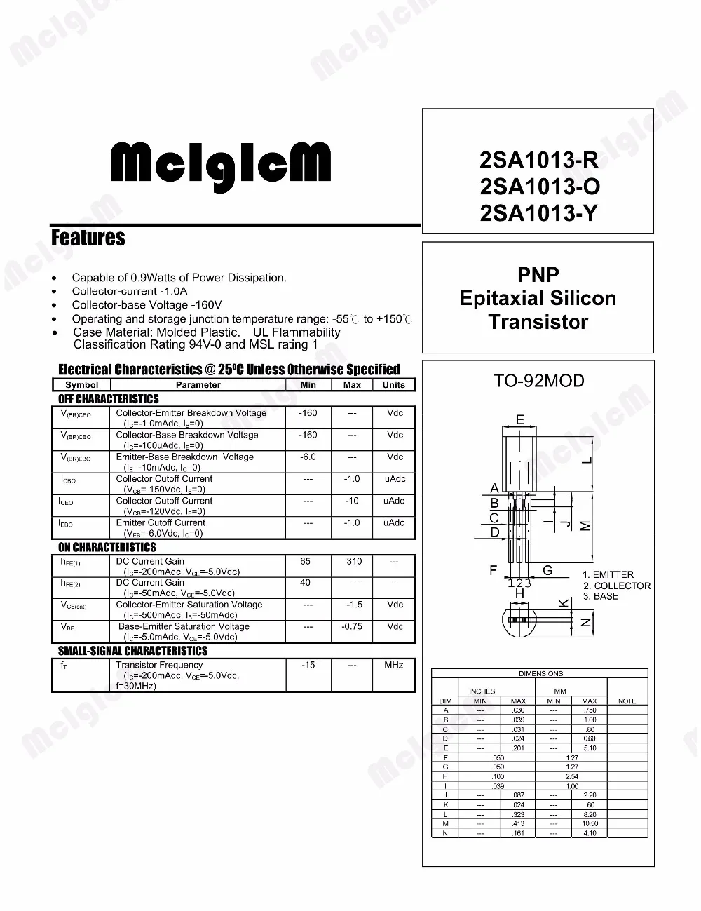 MCIGICM 50 шт. транзистор (цветной ТВ Верт. Выходное напряжение приложений) 2SA1013 Y