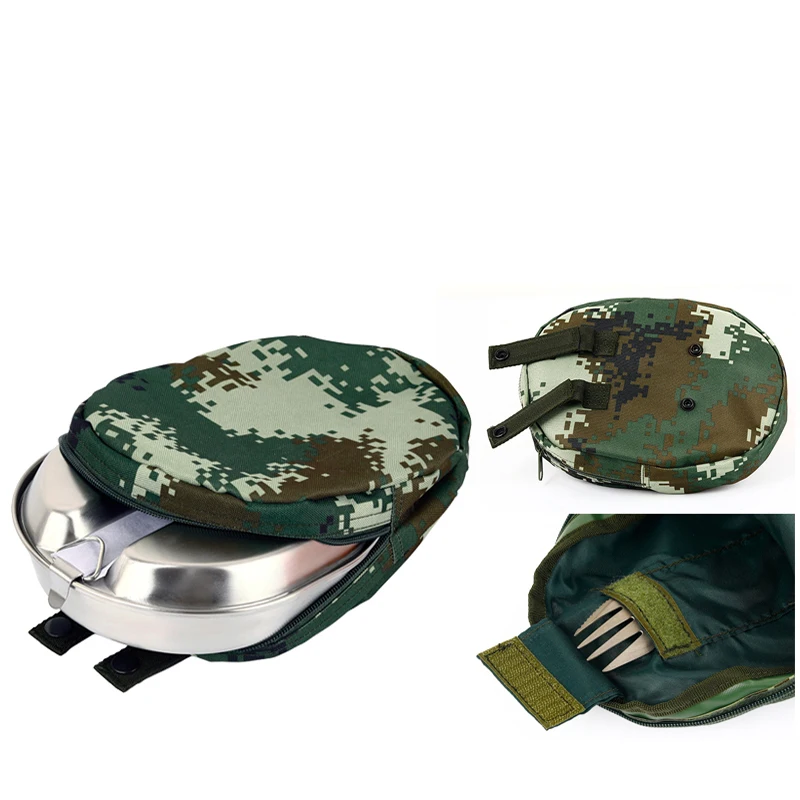 

Portable Military Lunch Box 304 Stainless Steel Bento Box Outdoor Hiking Food Container Food Box Camping Cooking Set RC342