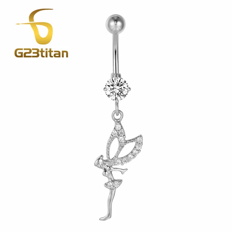 Piercing Jewelry G23titan Сексуальные Серебряные болтающиеся пупка Кольца хирургические титановые Стразы ювелирные изделия для тела Пирсинг пупка Ombelico - Окраска металла: Piercing Jewelry
