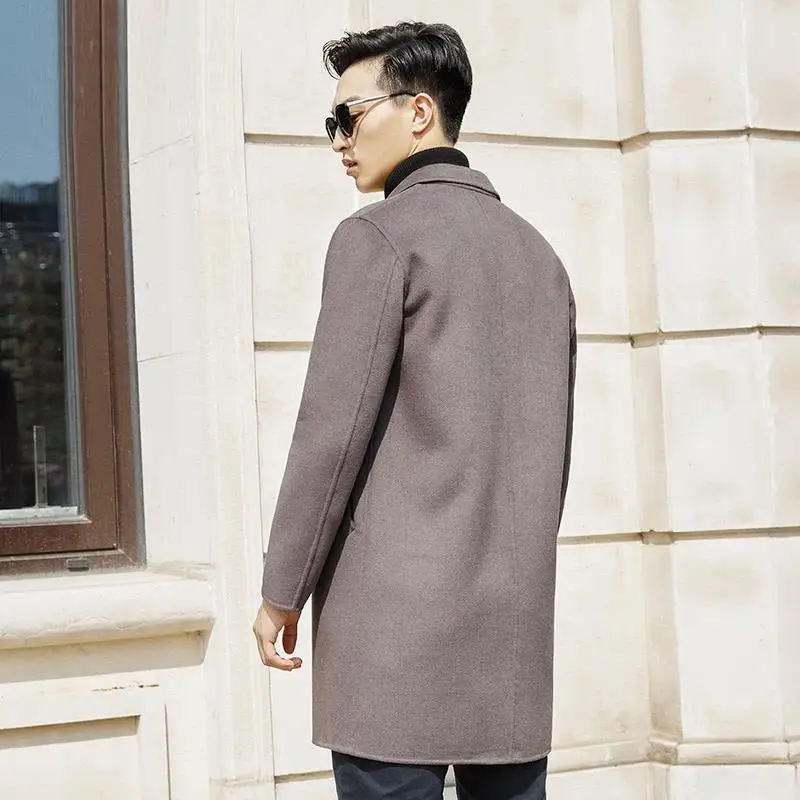 Plaszcz ткань для Chaqueta Larga и куртка Abrigo Hombre мужчин осень Invierno зима корейский шерсть