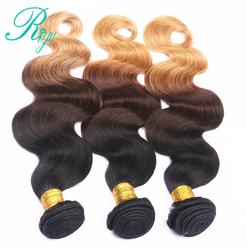Riya Hair Ombre 1B/4/27 # цвет объемные волнистые волосы 3/4 шт человеческие для наращивания