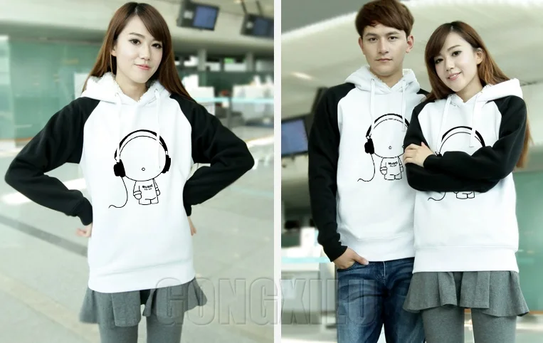 2017 Winter Thick Warm Sweatshirt Women Men Lovers Cartoon Music Cotton Fleece Hoodies Couples Hoodie Coat Pullover 6 Colors | Женская