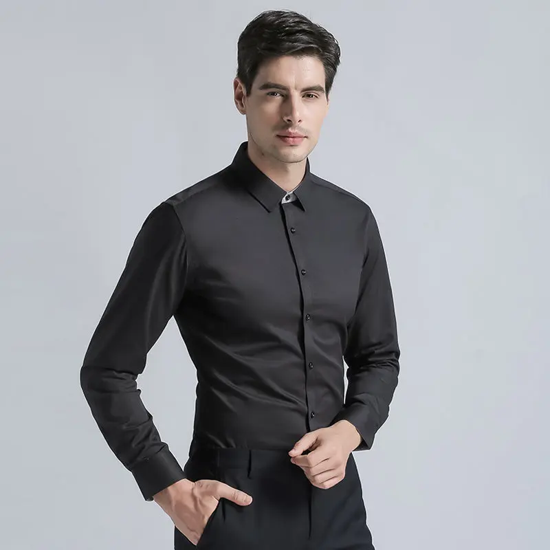 High Quality 2019 Brand New Arrivals Men's Regular Fit Long Sleeves Shirt Men Cotton Blend Mens Business Metting Shirts