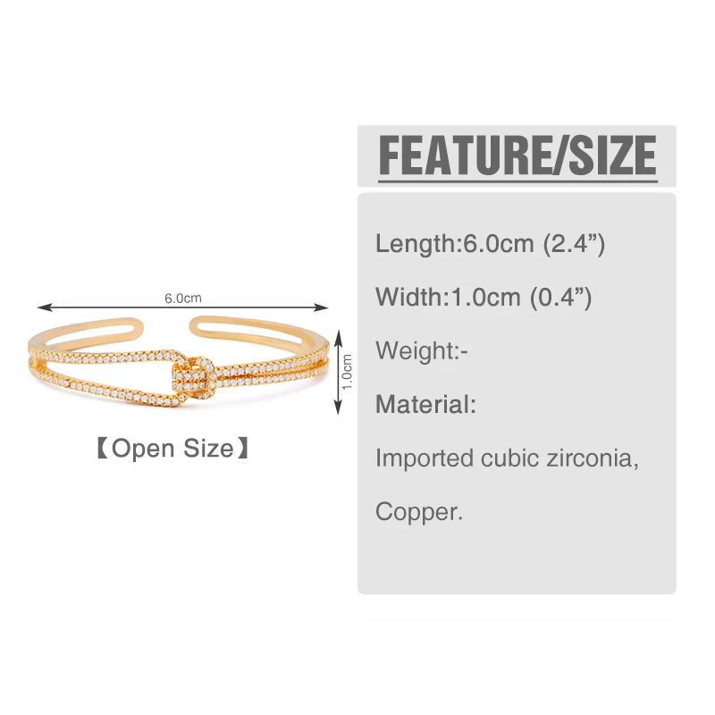 OCESRIO Gold Knot Cuff Bracelets Cubic Zirconia Stones Designer Crystal Metal Bangles for Women Luxury Jewelry brt-b30 | Украшения и