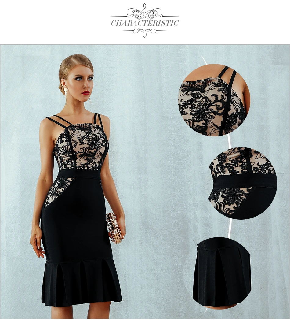Adyce новое облегающее Бандажное платье Vestidos черное летнее платье на бретельках кружевное вечернее платье без рукавов для знаменитостей