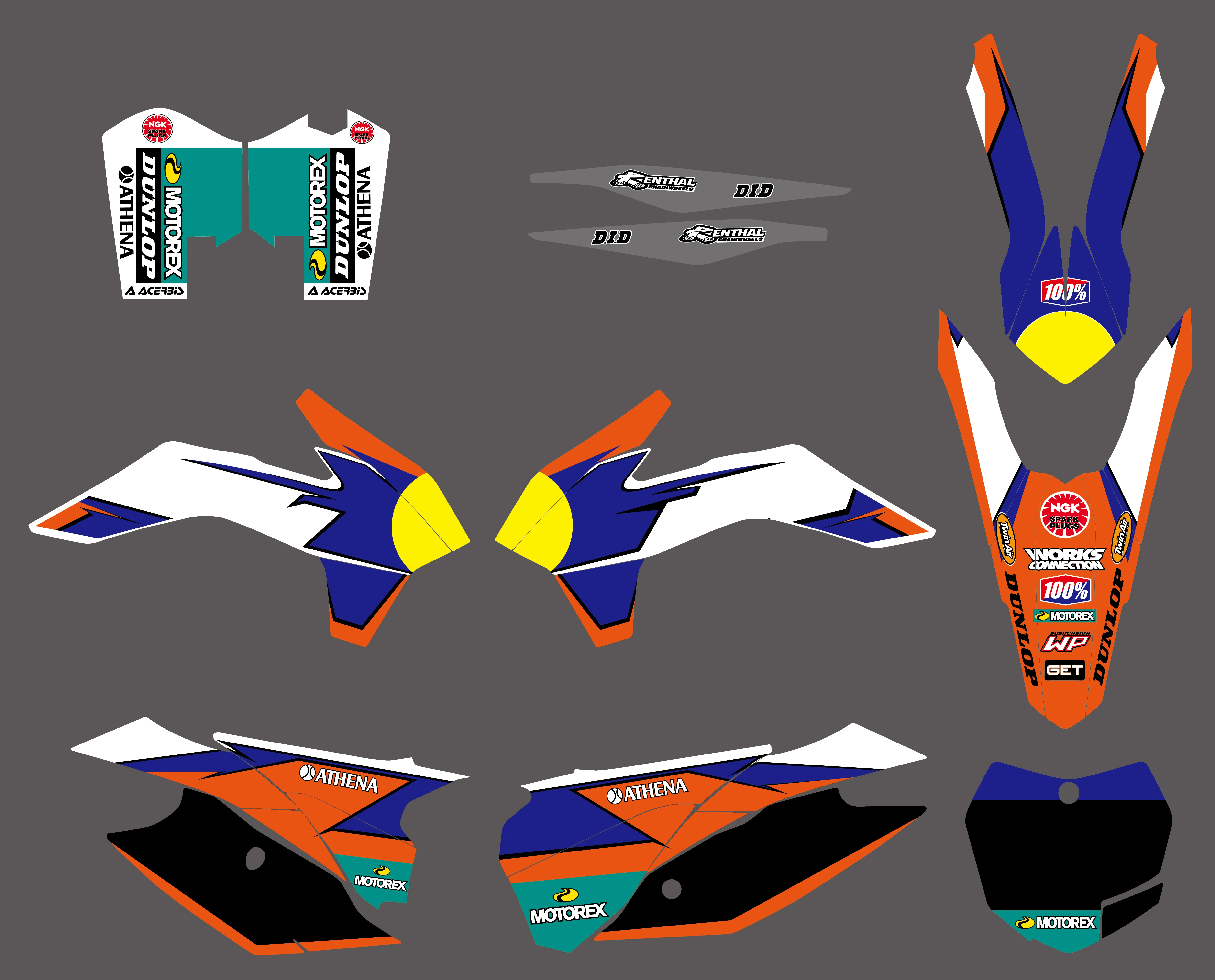 Команда фон графические наклейки комплект для KTM SX SXF SX-F XC EXC XCF XC-F 125 150 200 250 300 350 400 450 2013 - Цвет: 0613