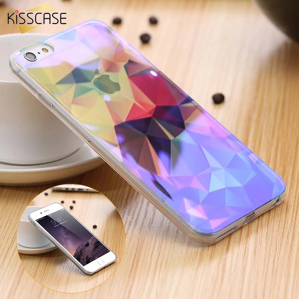 Чехол KISSCASE Blue Light для iPhone X 7 8 Plus прозрачный мягкий чехол из ТПУ с красочным