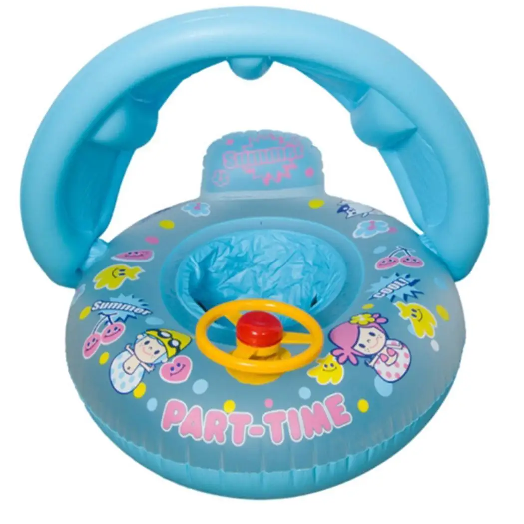 Надувная Детская лодка с навесом поплавок для бассейна детей плавающее кольцо