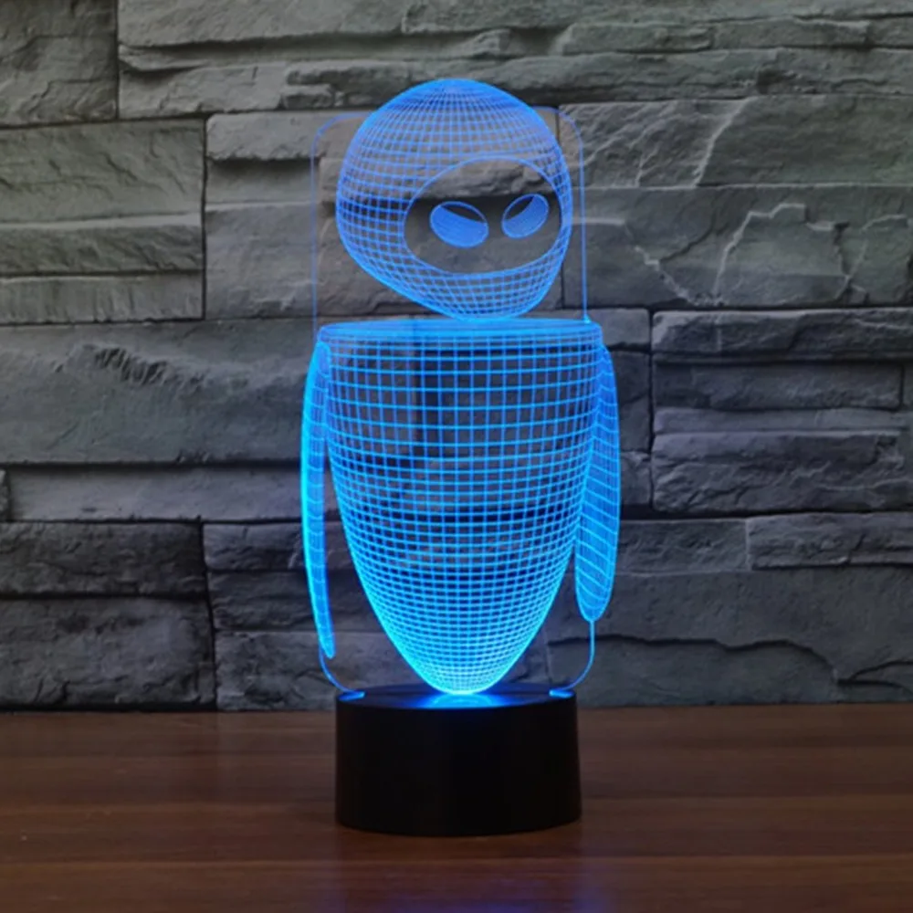 Робот Форма сенсорная настольная лампа 7 цветов Изменение Настольная 3D светодио