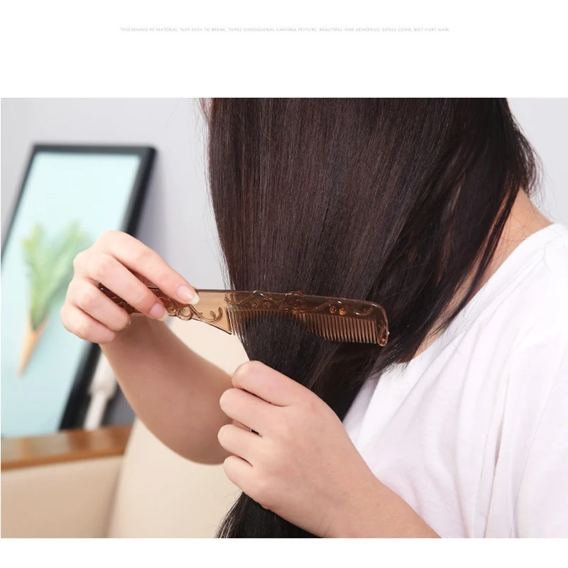 Женская Девушка портативная пластиковая резная расческа для волос тонкий