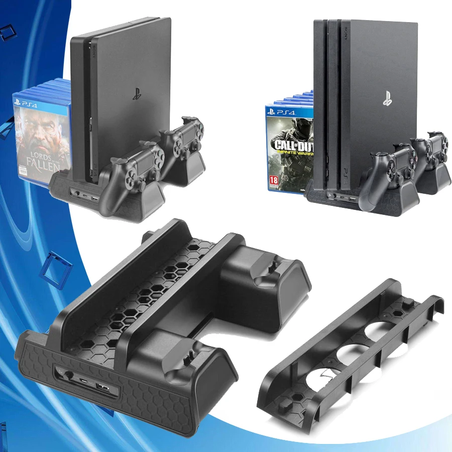 Вертикальный охлаждающий вентилятор PS 4/Slim/PRO двойной контроллер зарядное