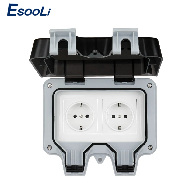 Esooli IP66 водостойкая наружная настенная розетка 16A с двойным европейским