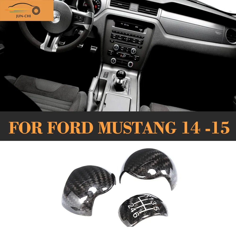 Carbon Fiber Gear Shift Knob Manual Transmission For Ford Mustang 2014 2015 3PCS | Автомобили и мотоциклы
