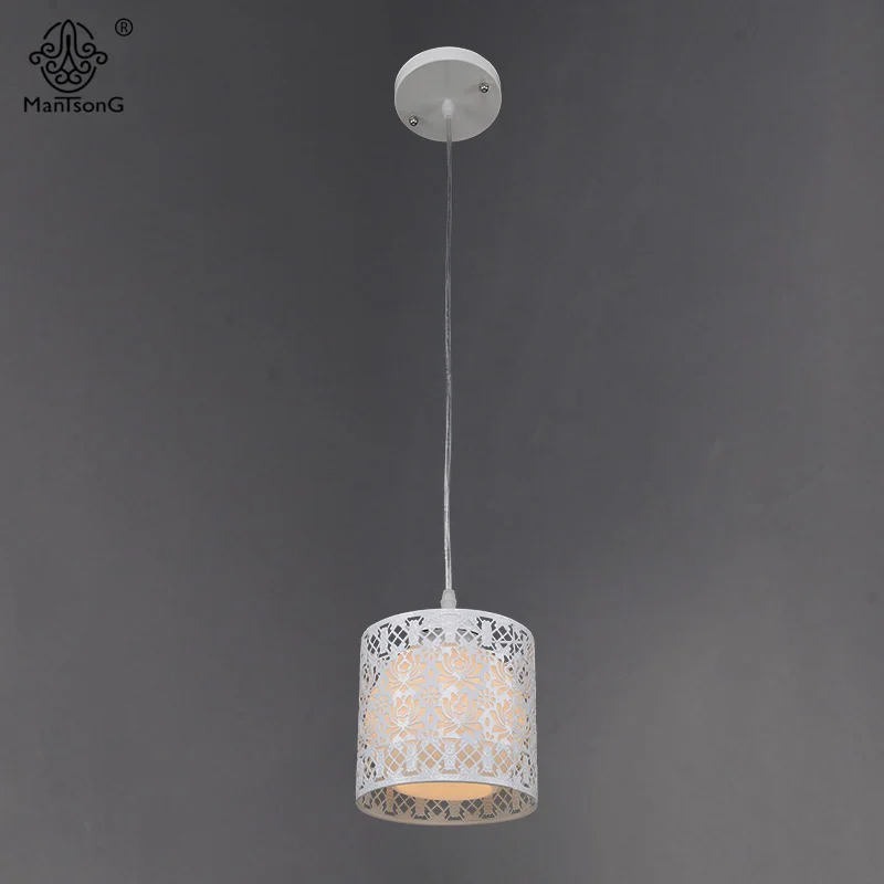 Белый современный светильник подвесной столовая Железный полый цветок