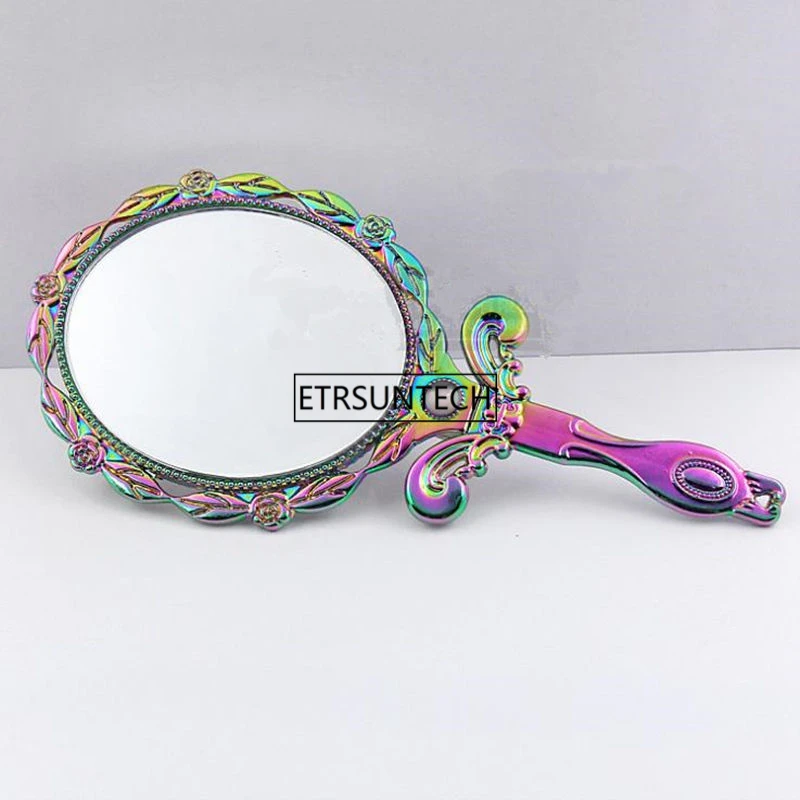 Декоративное зеркало в стиле ретро, винтажное овальное круглое косметическое зеркало, ручное зеркало для макияжа, женское косметическое зеркало F2106