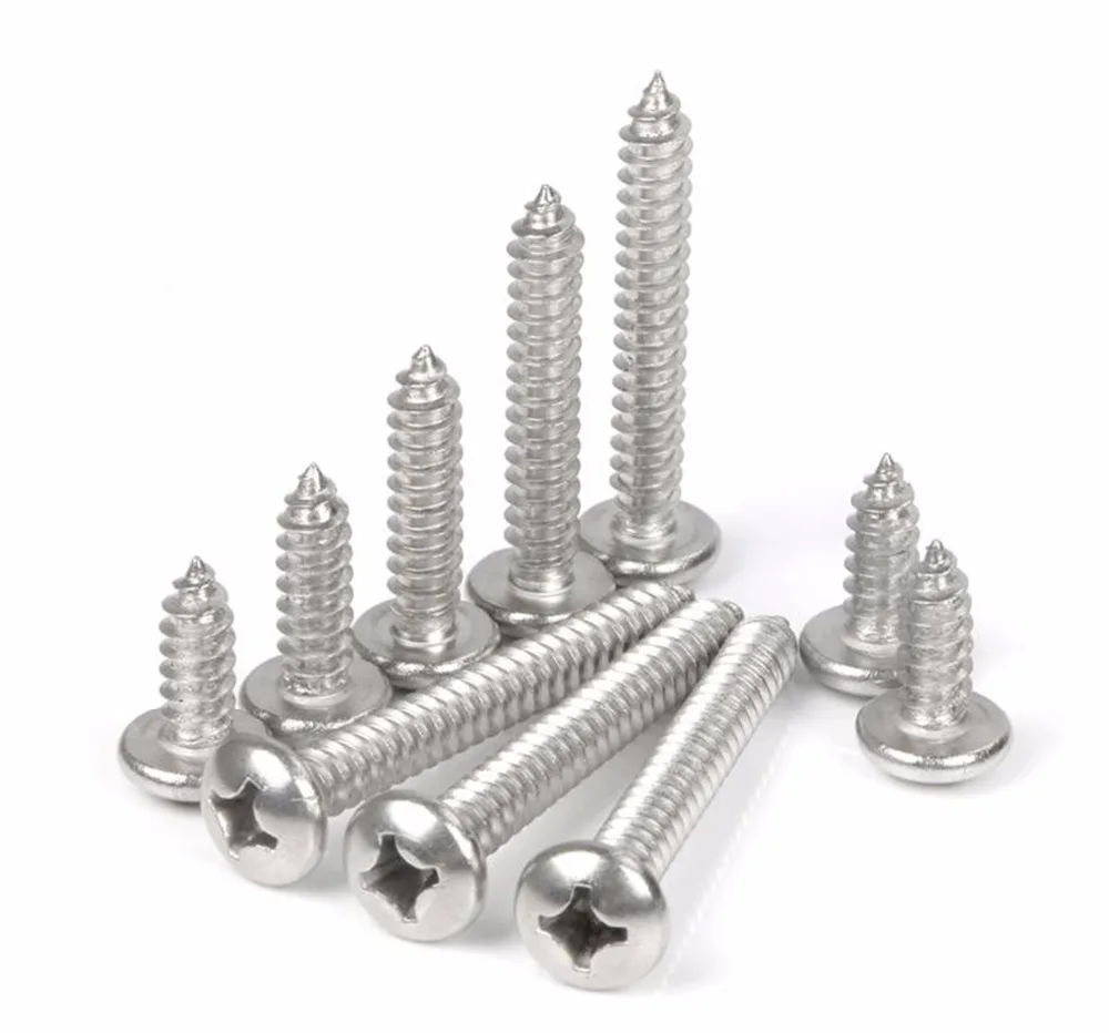 

100pcs Stainless Steel M3.5 Cross Recessed Pan Head Phillips Self Tapping Screw M3.5*6.5/8/9.5/13/16/19/22/25/30/32/35-60mm