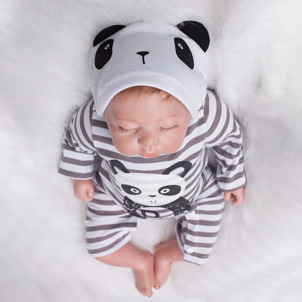 

Lifelike Bebes Reborn Baby Dolls 19 inch 50cm Vinyl Silicone Reborn Baby Doll Print Panda Clothes Girls Boys Christmas Gifts
