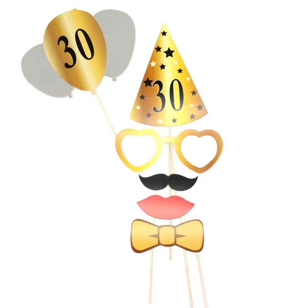 24 шт./компл. Золотая бумажная маска реквизит для фото вечеринок 30/50/60 украшения