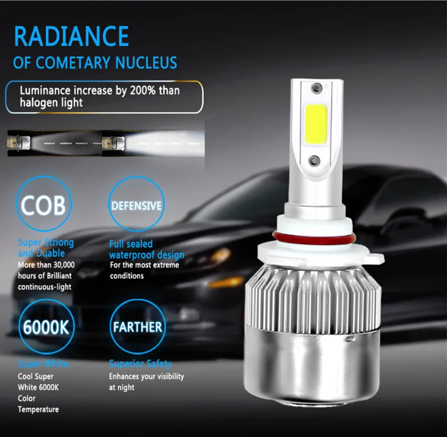 Новое поступление C6 Автомобильные светодиодные лампы H4 H7 H11 LED H1 H3 H8 H9 H27/880 HB3/9005