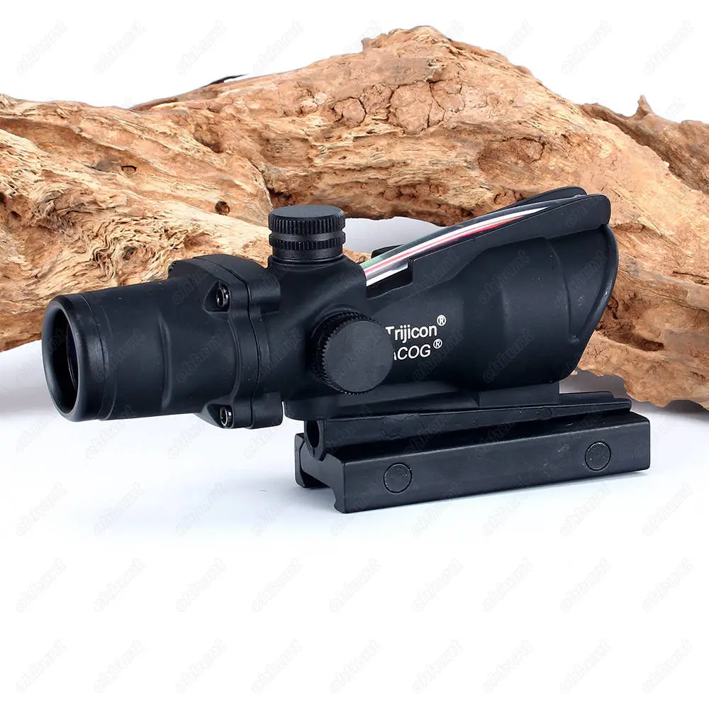 ohhunt Hunting Riflescope ACOG 4X32 Real Fiber Optics Red Green Illuminated Chevron Glass Etched Reticle Tactical Optical Sight | Спорт и