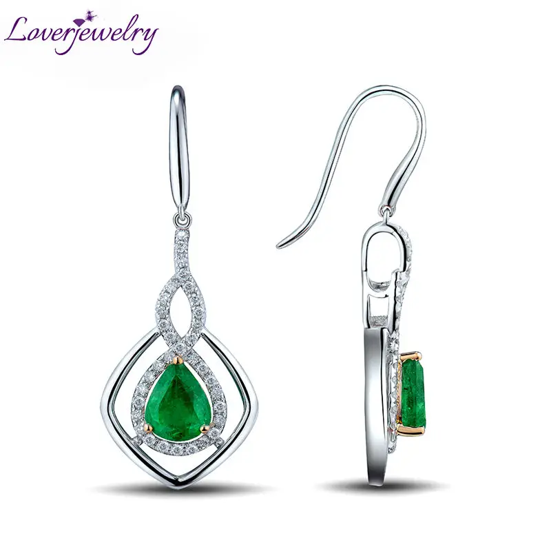 Серьги подвески LOVERJEWELRY 6 х8 мм из натурального камня перламутрового цвета чистое