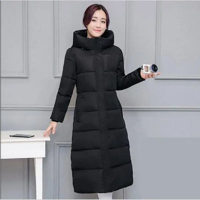 Новинка 2018 женская зимняя куртка пуховая парка длинное теплое пальто с капюшоном