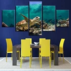 Модульная Настенная картина для гостиной, декоративная абстрактная фоторамка с 5 панелями морских черепашек, постер на холсте HD