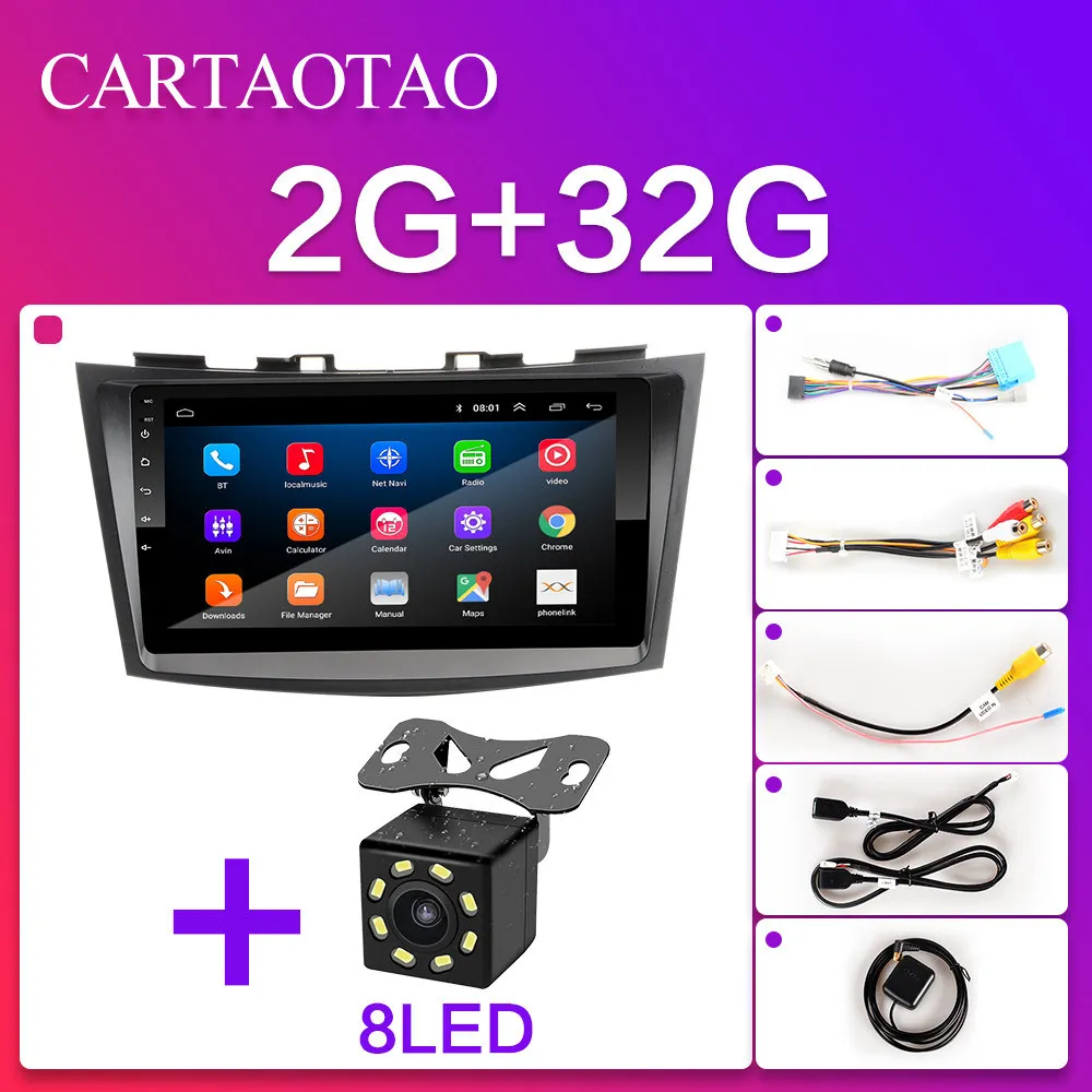 H-Swift-2G-ZS-8LED Android 8,1 GO автомобильный dvd gps плеер 2 Гб+ 32 ГБ Радио Навигация мультимедийный плеер для Suzuki Swift 2011,2013,, 2DIN - Цвет: H-Swift-2G-ZS-8LED