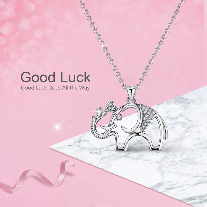 

Eudora Real 925 Sterling Silver Elephant Pendant Necklaces Luxury Zircon Fashion Jewelry for Women Girls Gift Animal Style