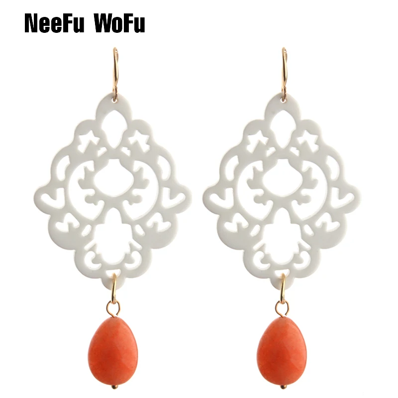 NeeFu WoFu капельная полимерная серьга серьги из натурального камня модные большие