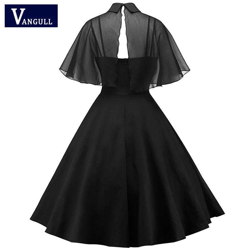 Для женщин Винтаж Хепберн Стиль кукла воротник перспектива шифон с рукавом