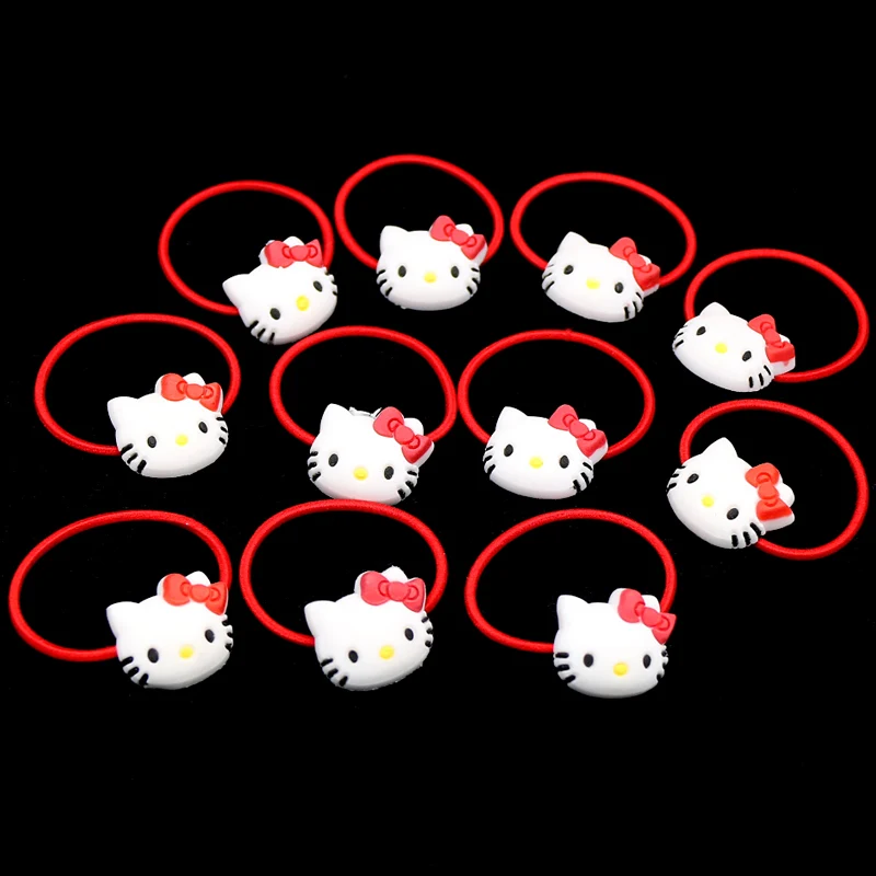 Red Band 12 шт., hello kitty, эластичные резинки для волос, заколки для волос, для девочек, конский хвост, резинки, милые резинки для волос, резинки, резинки, аксессуары для волос - Цвет: Red Band