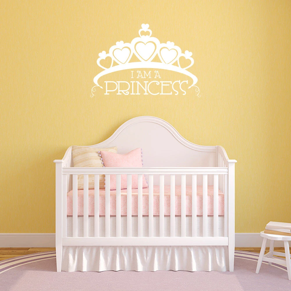 

Big Crown Kids Girls Baby Room Decoration Princess Wall Sticker Heart Shape Mural Princess Crown Beauty Home Decor Fashion W243