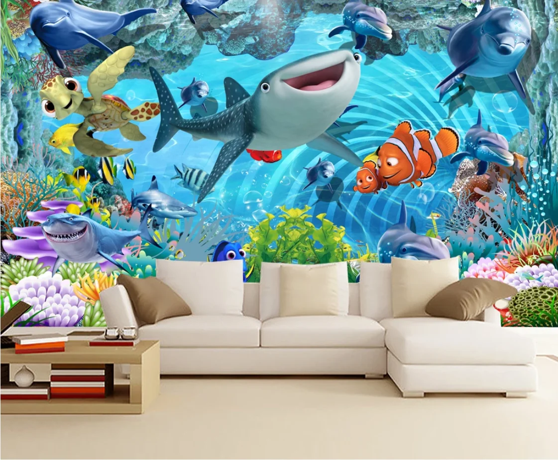 Детские обои 3D морской мир Кит Настенные пользовательские фото настенные бумаги
