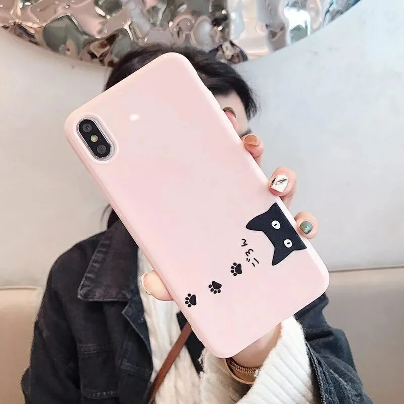GYKZ милый чехол для телефона с рисунком кота iPhone 7 X XS MAX XR 6 6s 8 Plus Матовая Мягкая