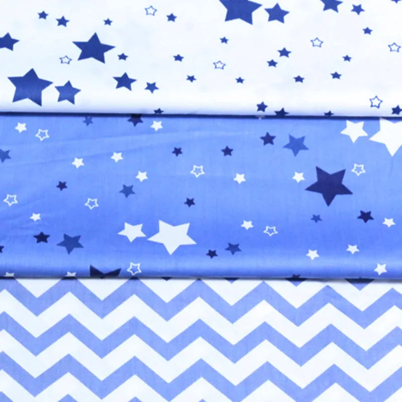 

100% cotton NORDIC DARK BLUE STARS chevron ZIGZAG twill cloth DIY for kids crib bedding cushions handwork decor patchwork tissue
