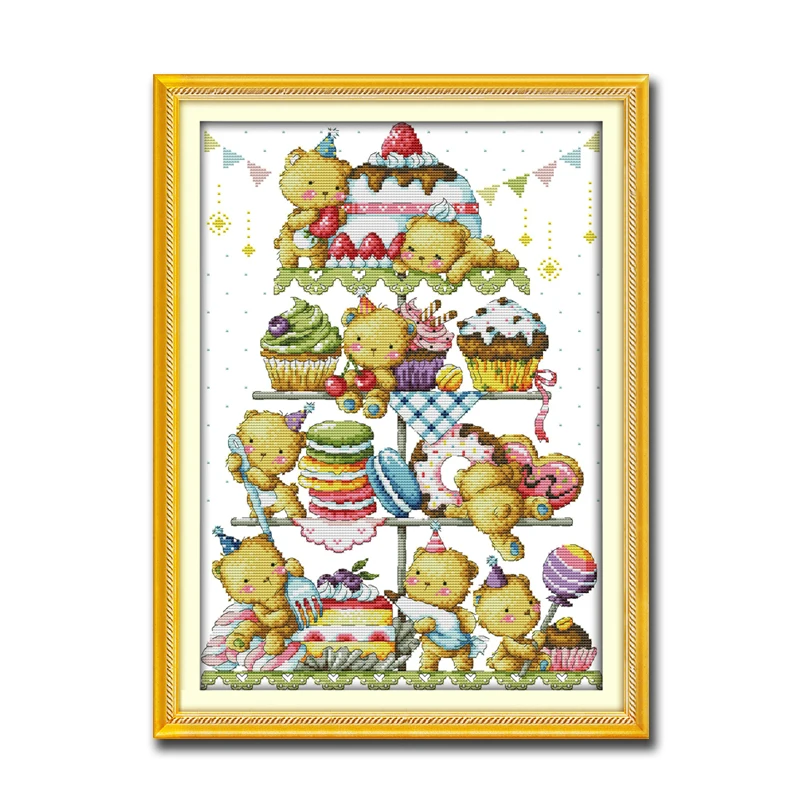 Милый маленький медведь декор для торта картина счетный принт на холсте DMC 11CT 14CT