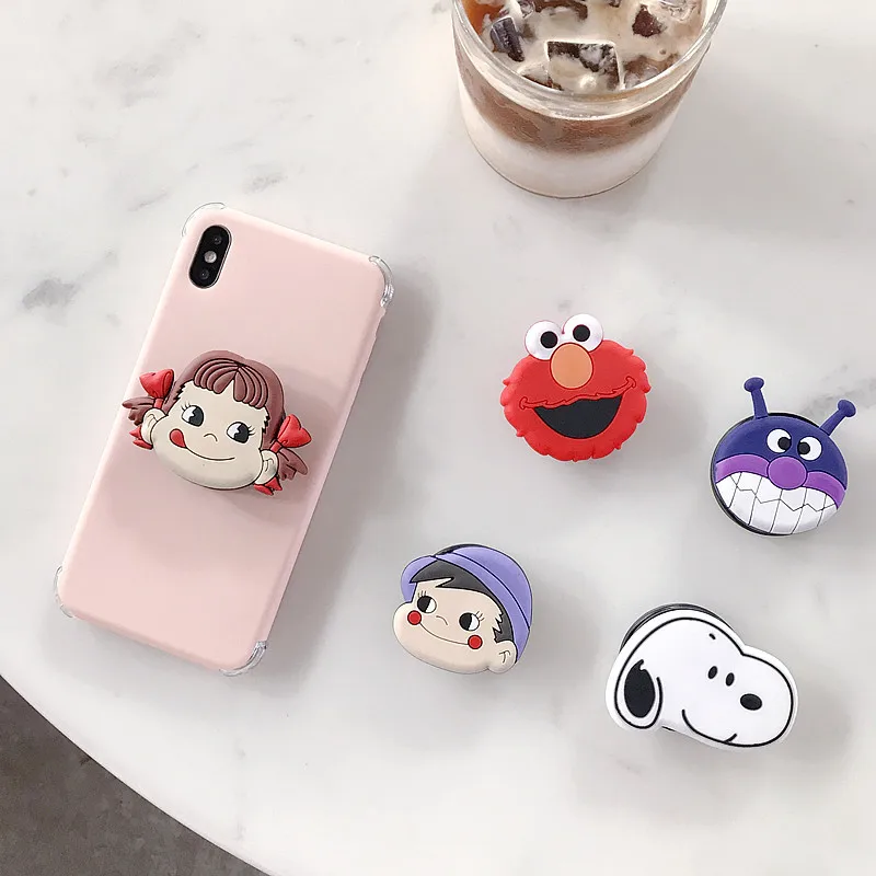 Милый мультфильм Anpanman Улица Сезам Круглый Универсальный кольцо-держатель мобильного телефона подушка безопасности Газа складной Стенд кронштейн для iphone samsung