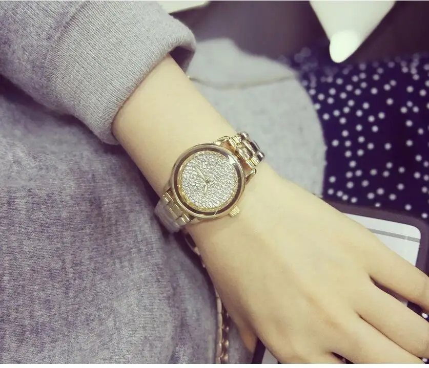 Элегантные женские часы со стразами моды стали винтажные dresswatch кварцевые