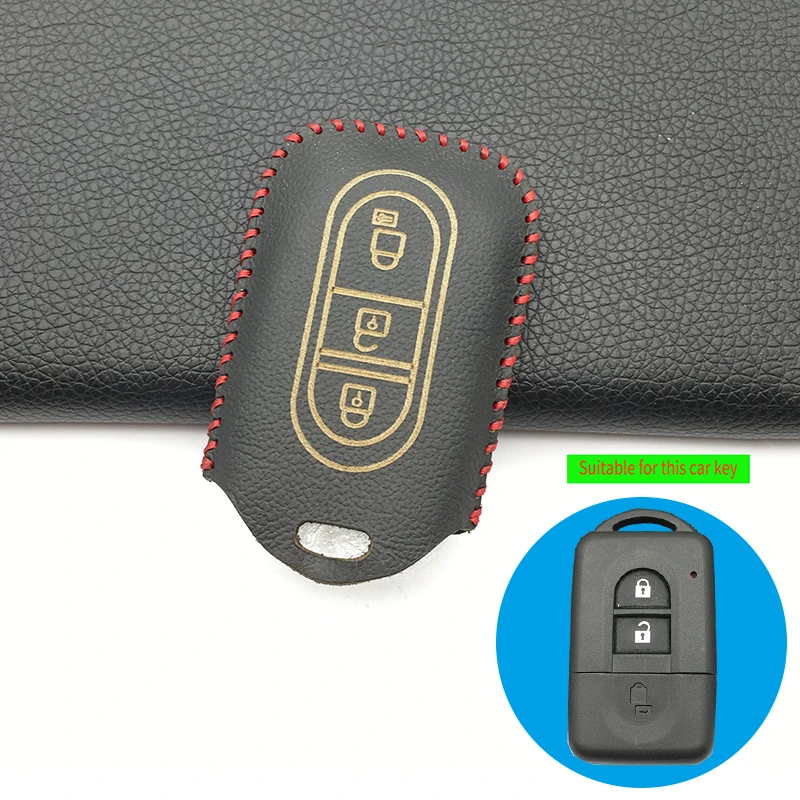 Кожаный чехол с 3 кнопками для Nissan Qashqai Micra Juke X-Trail Navara Note Tiida Pathfinder Holder - купить по