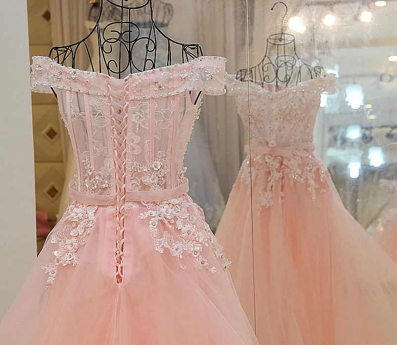 Женское вечернее платье трапеция розовое длинное из тюля с корсетом для